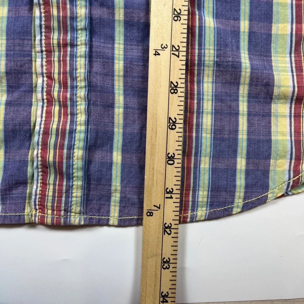 VTG Tommy Jeans Mens M Plaid Short Sleeve Button Down Shirt Multi-Color Cotton
